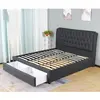 Free Sample Faux Leather Platform Up-holstered Upholstered King Queen Size Bed Frame with Storage Drawers