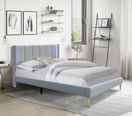 New deign upholstered bed with led light