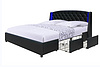 New design 4 metal drawer with Led on two ear tufted buttons on headboard