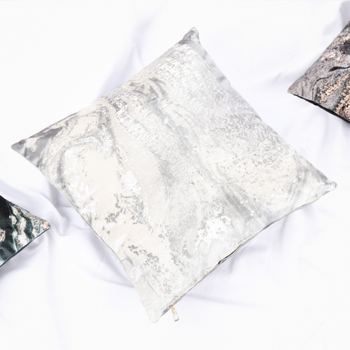 Cotton-etc  Metallic Print Mable Pattern Velvet Cushion MARBLE-BK