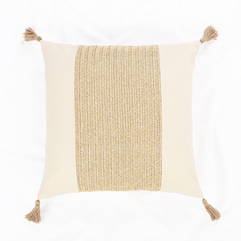 Cotton-etc  Patched Poly Raffia Canvas Cushion MAY-BE