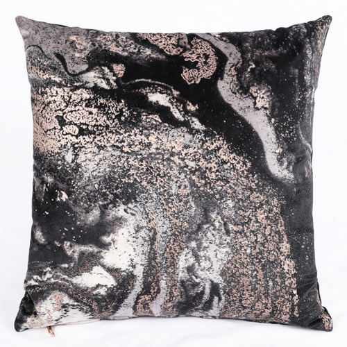 Cotton-etc  Metallic Print Mable Pattern Velvet Cushion MARBLE-BK