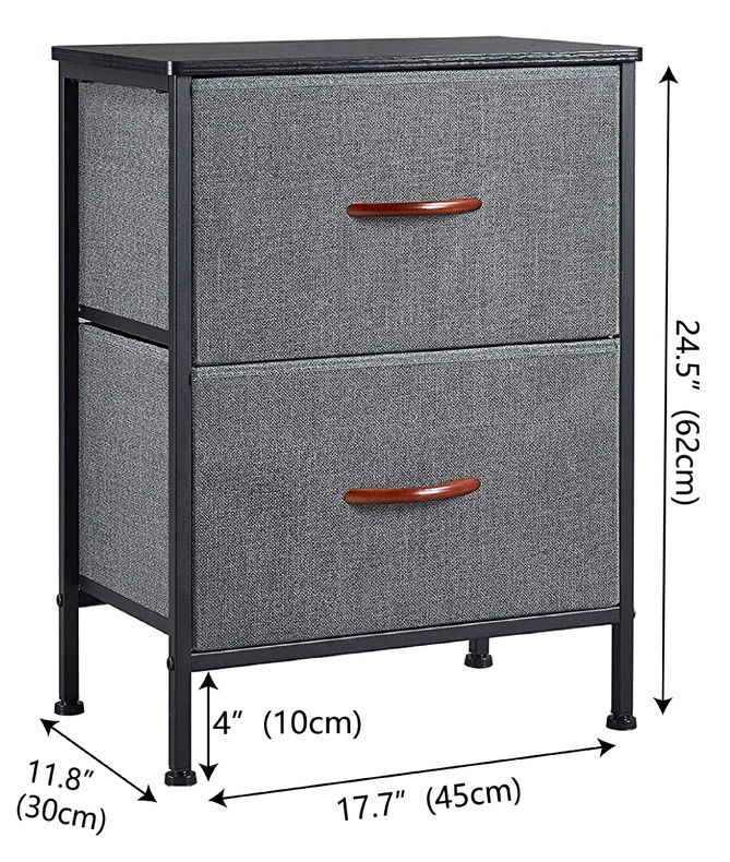 2 Drawers Storage Cabinet with Plastic Handle