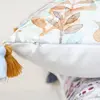 Cotton-etc  Digital Print Poly-canvas Cushion with Multi-Color Tassels Spring-OF