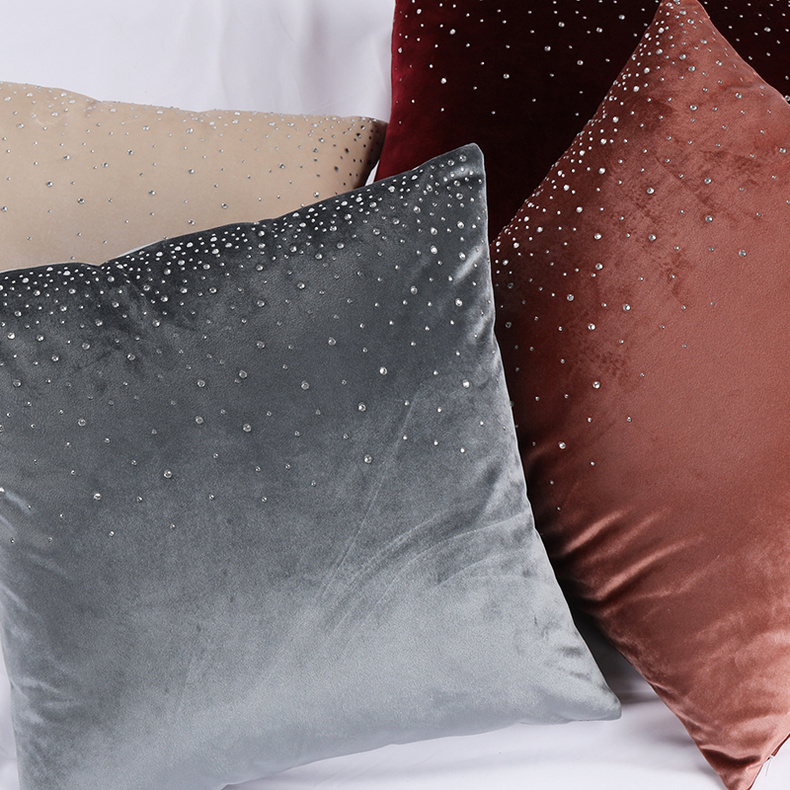 Hema-OEM Stone Decorated Shiny Velvet Cushion 1891-003-2