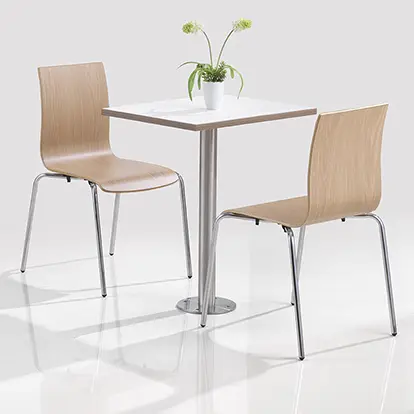 restaurant furniture metal base table and stackable chair set