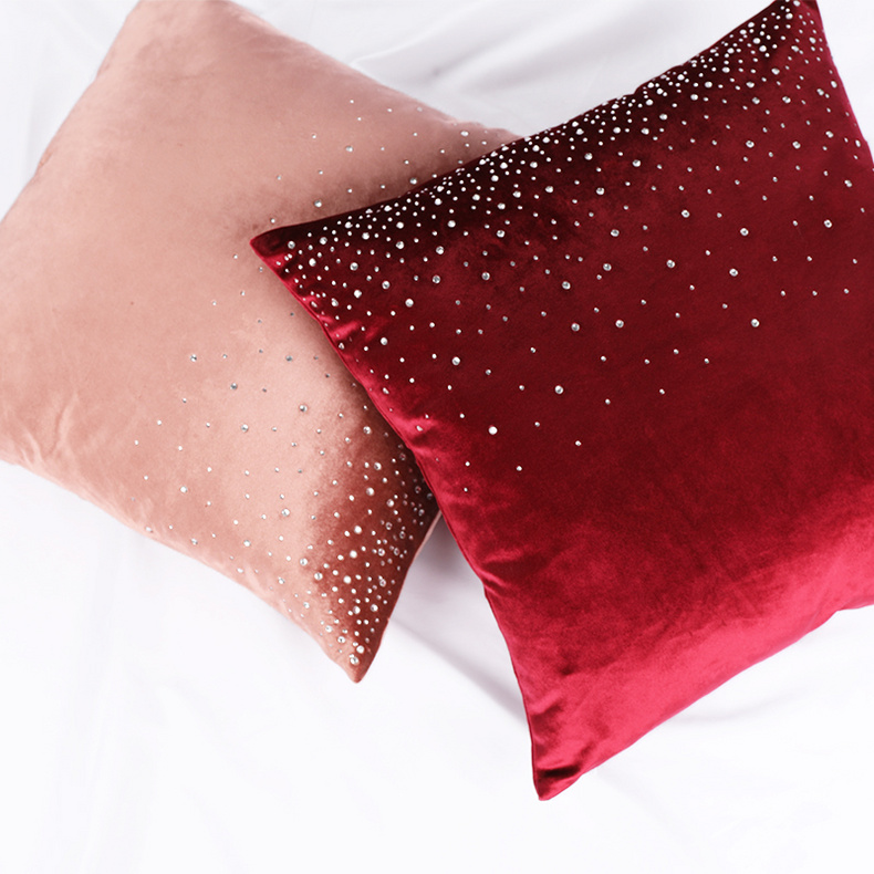 Hema-OEM Stone Decorated Shiny Velvet Cushion 1891-003-2