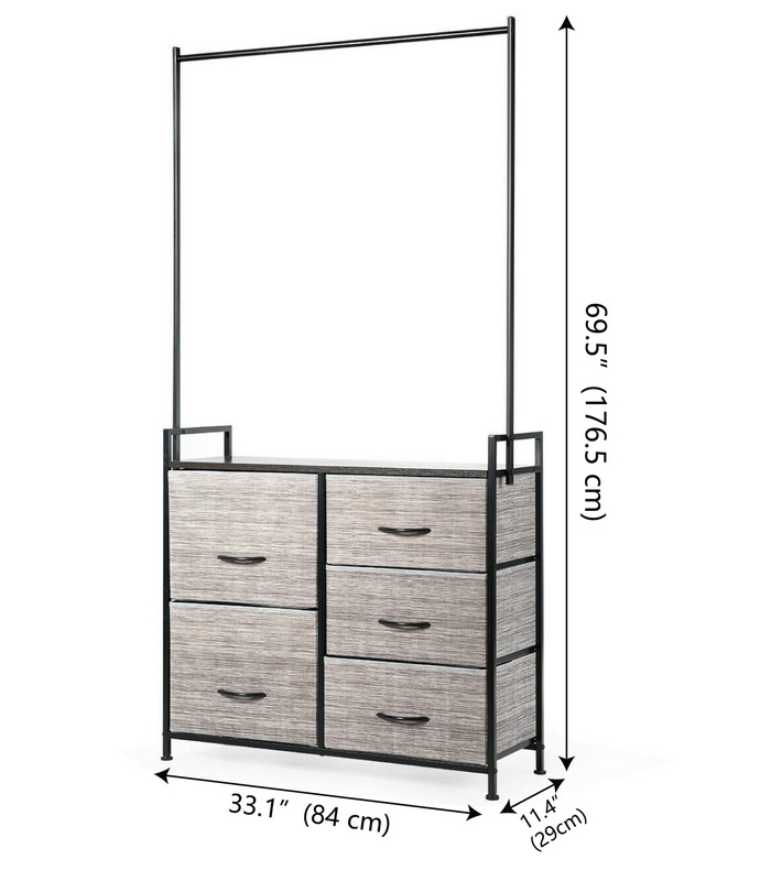 Iran Flame Garment Rack with 5 Drawers