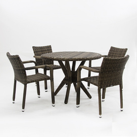 Leisure 4 Seater Aluminium Metal Rattan Wicker Dining Chair And Table Set Outdoor Garden Furniture