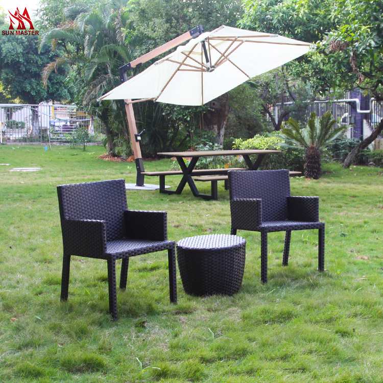 Outdoor Furniture Patio Wicker Rattan Garden Chairs Set Of 2 And Round Table Backyard Brown Rattan Woven Conversation Set