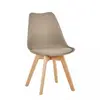 Free Sample Modern Nordic Wholesale Leather Plastic Dining Furniture Dining Chair With Wooden Legs