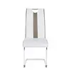 Free sample of bow plated leg leather fabric dining chair imported from China