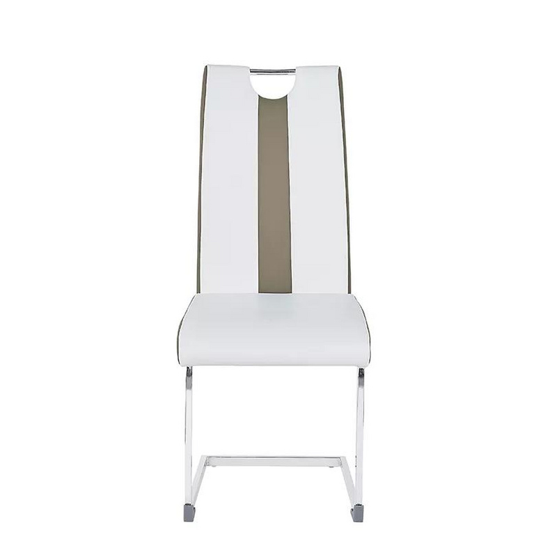 Free sample of bow plated leg leather fabric dining chair imported from China