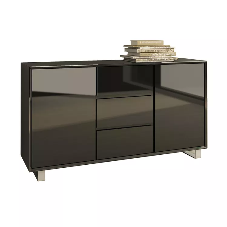 wooden brown black white high gloss light luxury dining room sideboard buffet cabinet