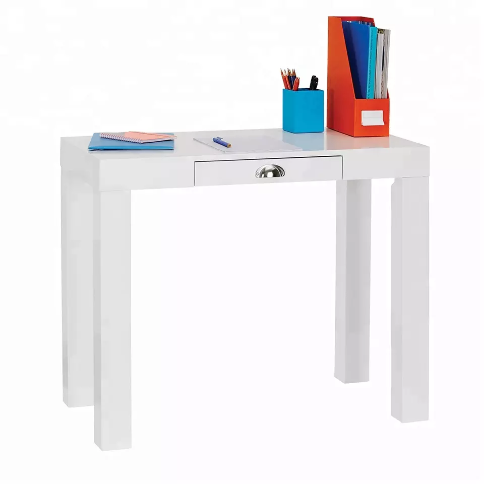 modern white pink strong legs PU office table desk