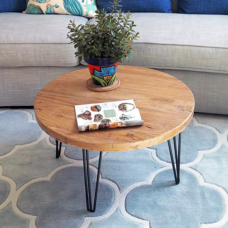 wooden garden rustic round coffee table