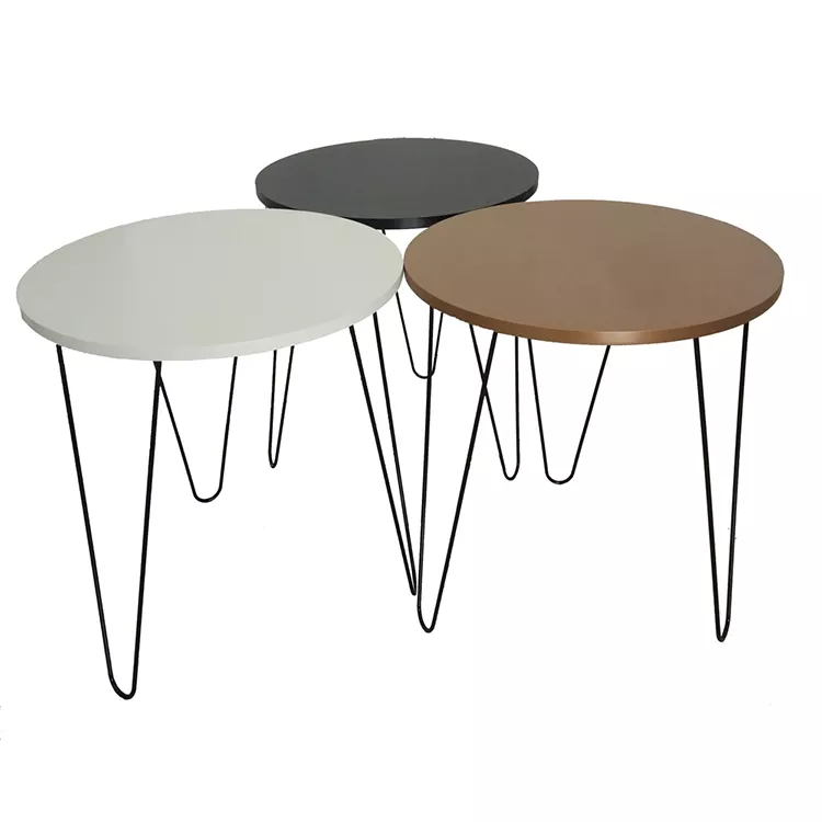 simple wooden cheap modern top hotel light short leg coffee round tea end table set