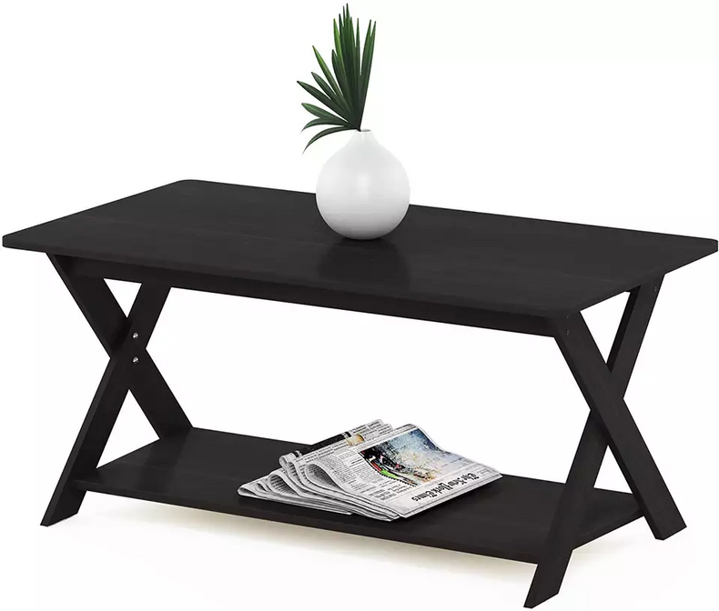 2 tier black modern side table