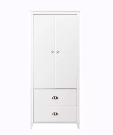 white storage wardrobe cabinet wooden with two drawer