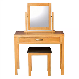 oak wood dressing table set mirror with stool 17MHA-315