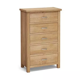 Oak 5 drawer wide chest cabinet with light lacquer 17MHA-198