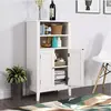 hot sale modern cheap mdf white painting two door one shelf side floor cabinet for bathroom
