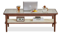 rattan glass small apartment coffee table H05I02