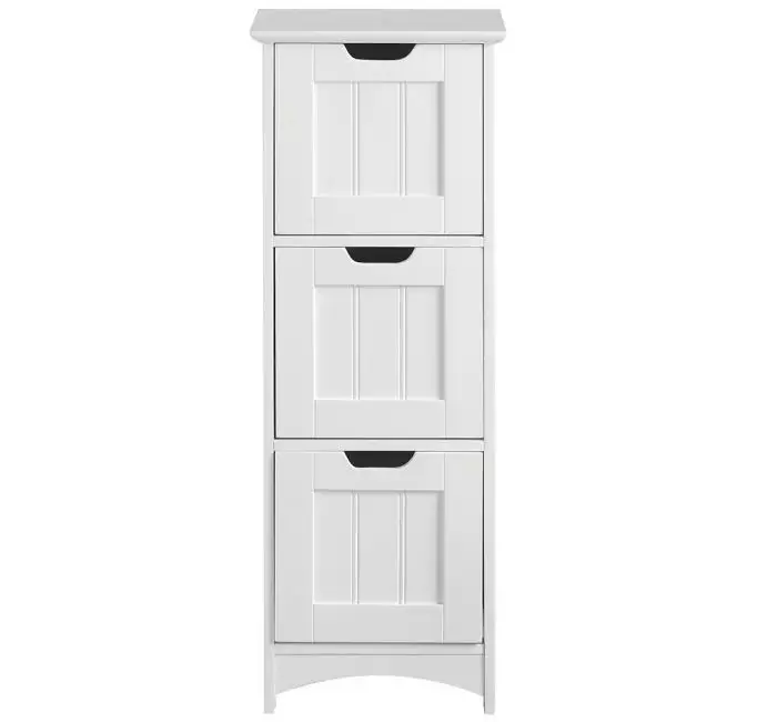 modern cheap mdf white wihte painting three drawer side cabinet for bathroom