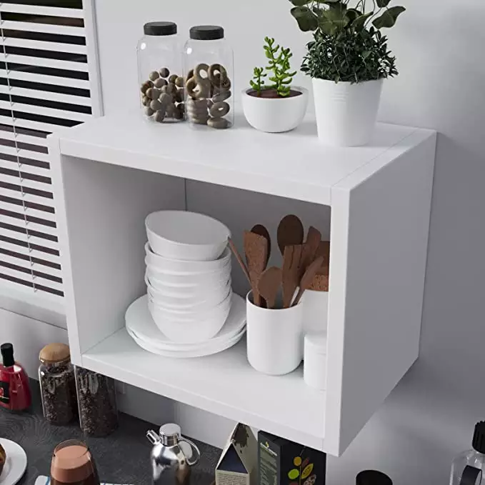 white cube book wall mounting storage shelf for bedroom