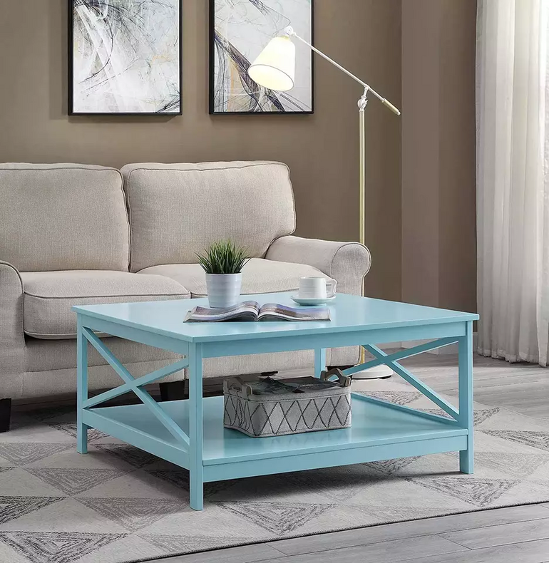 nordic wooden square high gloss coffee table