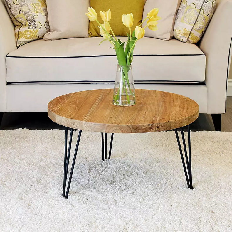 wooden garden rustic round coffee table