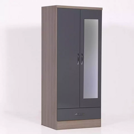 2 door closet storage wardrobe cabinet with mirror