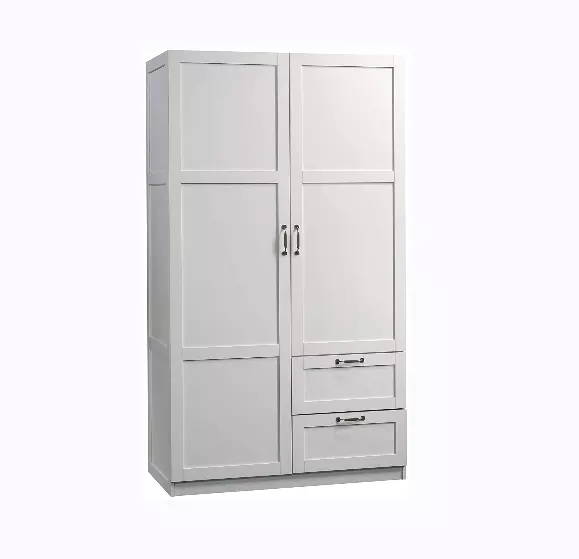 white 2 door wardrobe cabinet wooden with two drawer