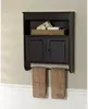 classic small dark brown wall mounting bathroom cabinet with towel bar