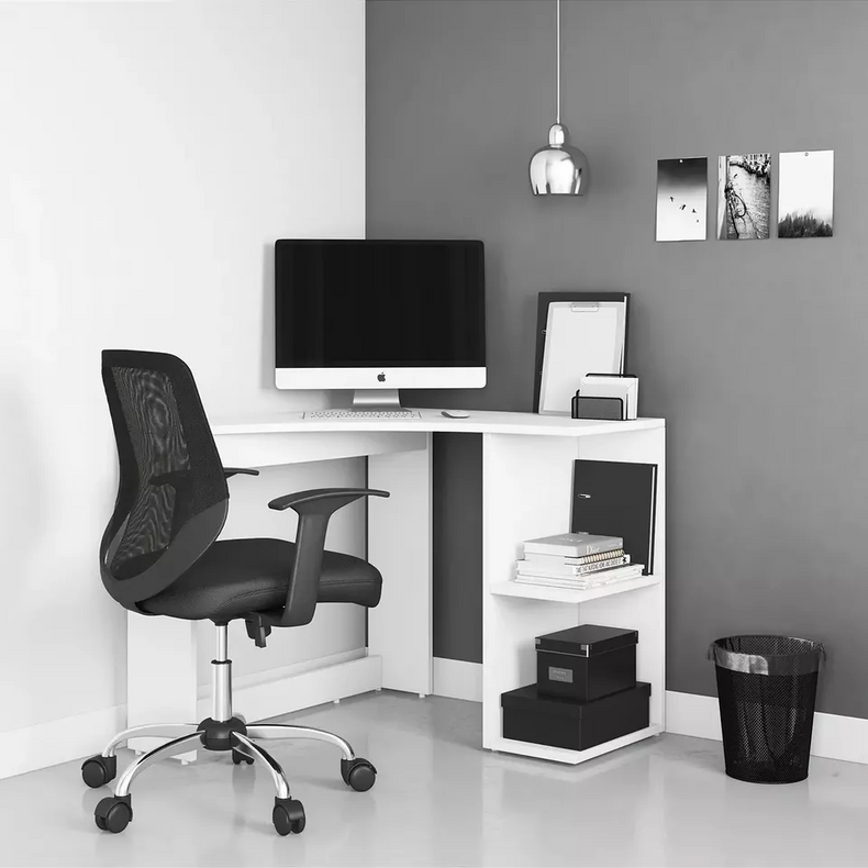 adult modern L shape white corner home study furniture computer mdf office desk, table for study