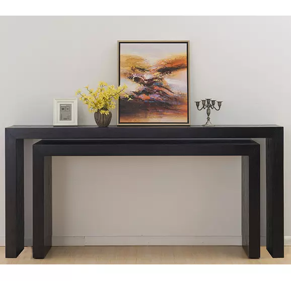 modern rustic black narrow big and small mdf melamine entryway console table