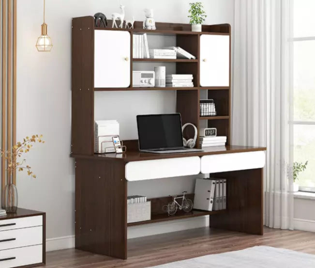high quality modern office table home writing desk with book shelf and drawer storage