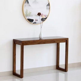 traditional simple wooden veneer wood leg brown painting hallway console table