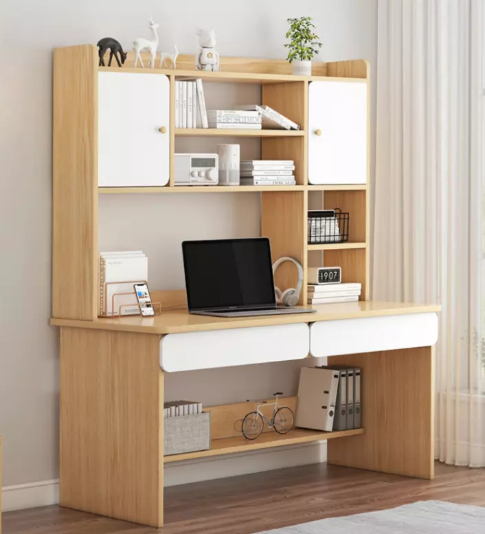 high quality modern office table home writing desk with book shelf and drawer storage