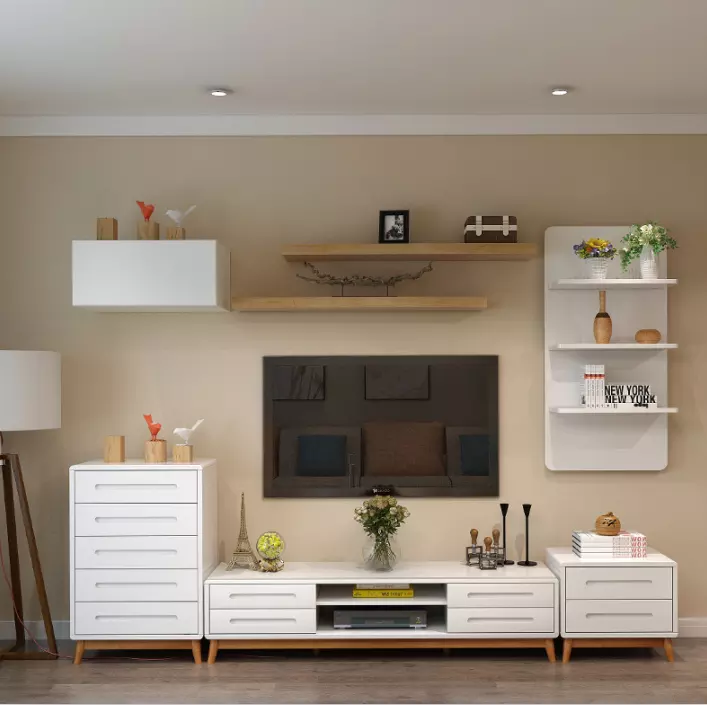 modern large storage space white classy tv wall unit stand