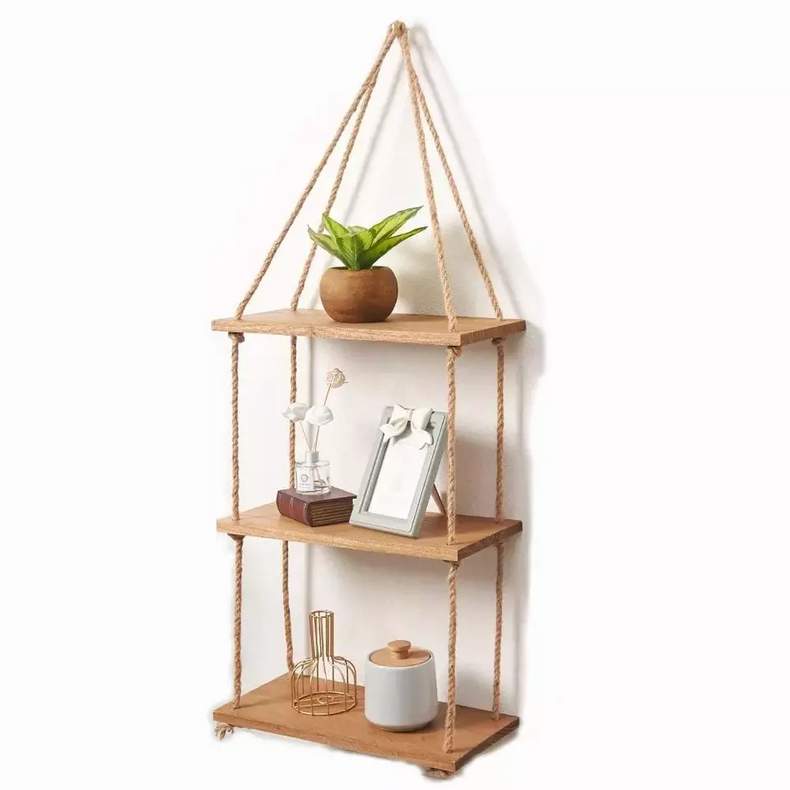 wooden triangle float 2021 china bedroom wall hanging decoration shelf