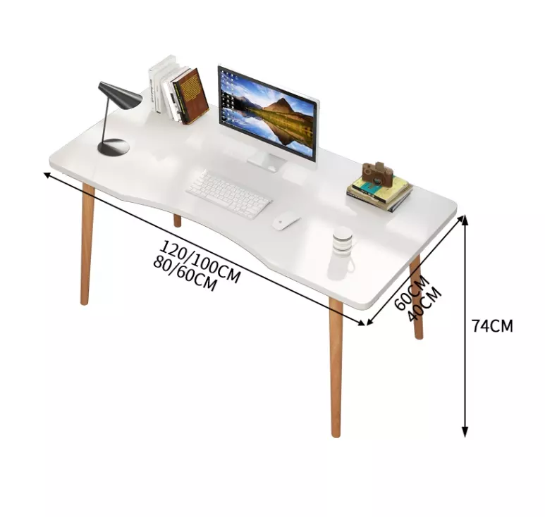 good sales new modern cheap white MDF top wooden leg furniture home office computer desk