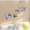 wooden hexagon 3pc nordic home decoration wall mouting mini double layer float shelf