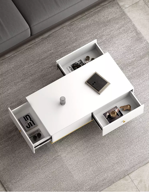 modern simple design white painting coffee table for living room