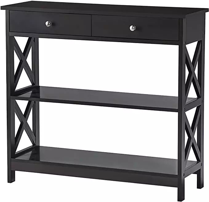 black modern hallway drawer console table