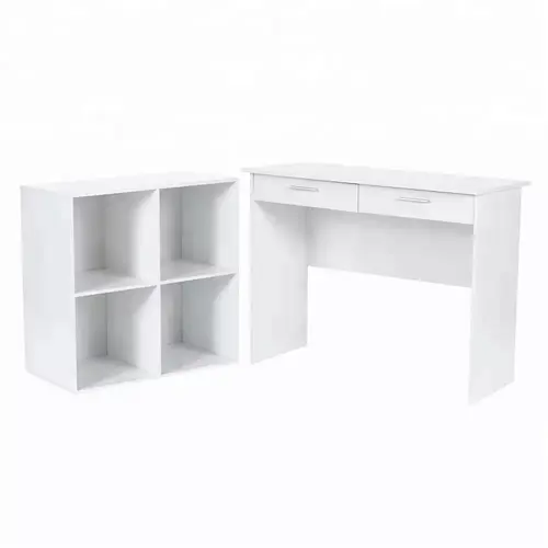 white PB office cube and desk set