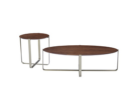 Walnut Colour Wooden Coffee Table Side Table with Stainless Steel  Frame YE-35A-2