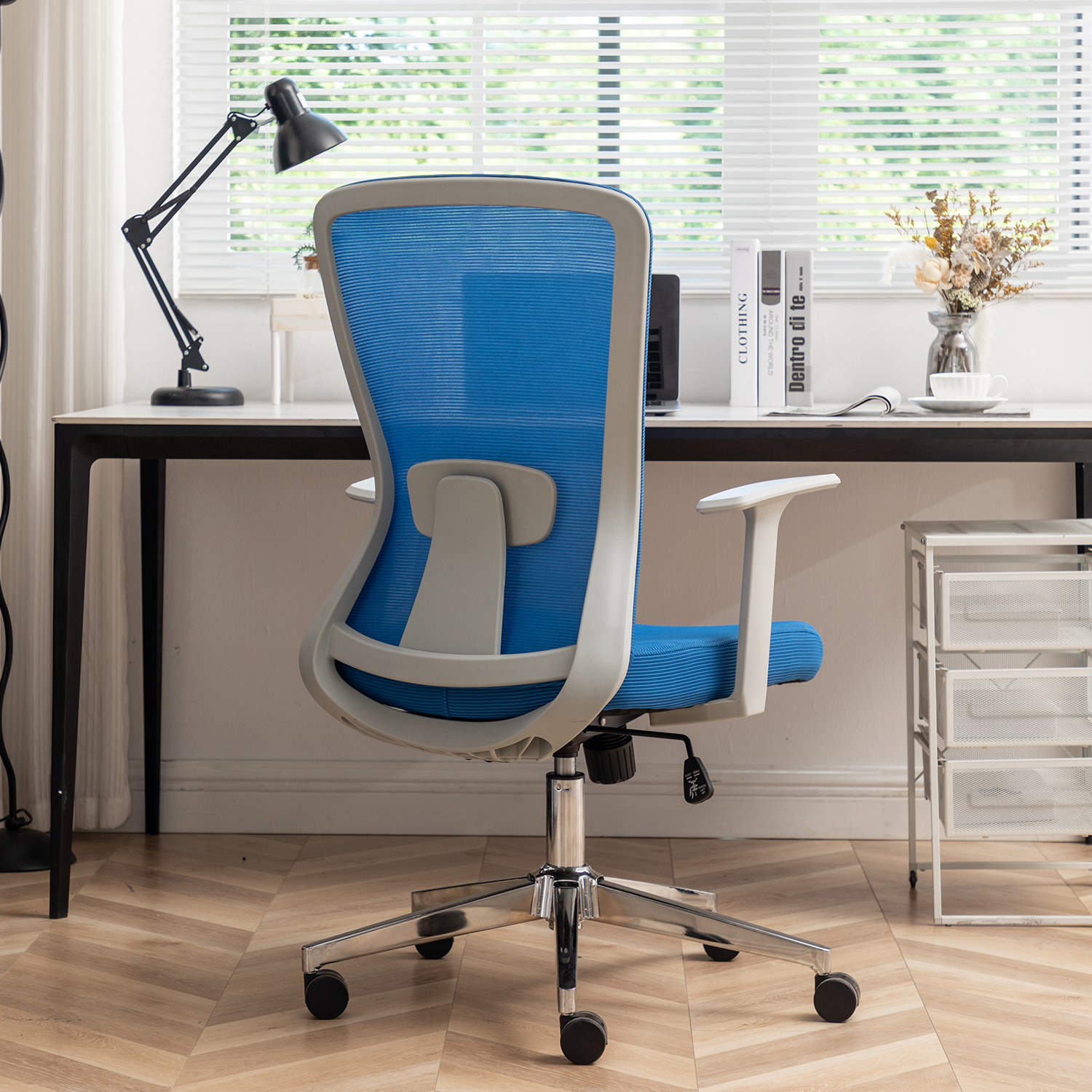 High back home and office furniture office mesh chair 8702 Light grey frame