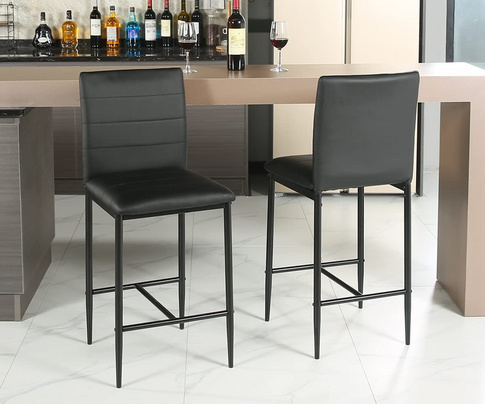 Leisure Nordic Style Metal Leg Restaurant High Chairs Barstool Height Upholstered Bar Stools