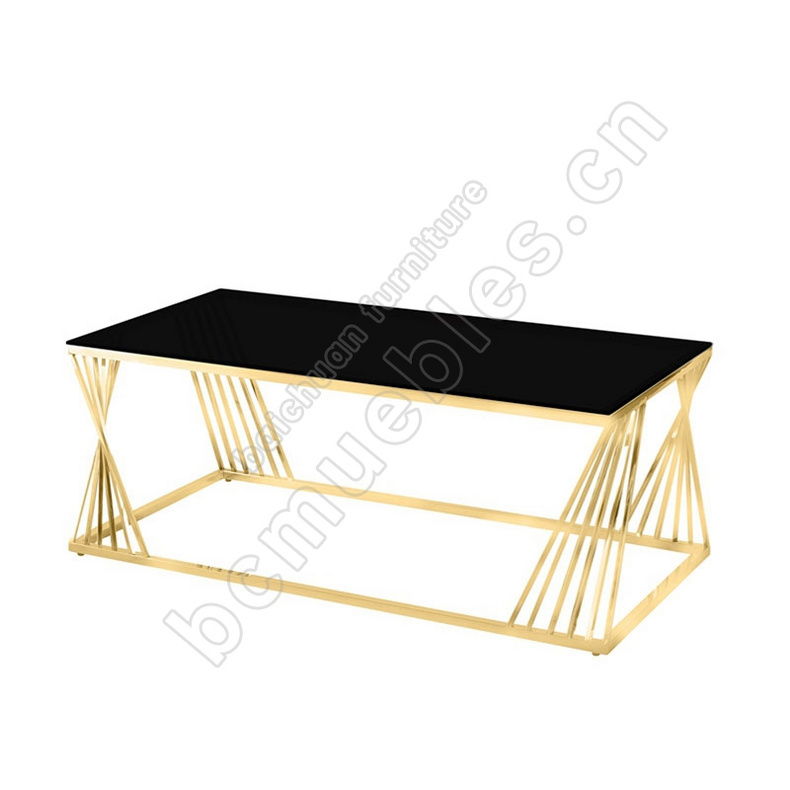 marble glass coffee table stainless steel frame CS-2030